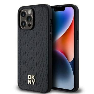 DKNY case for IPHONE 13 Pro compatible with MagSafe DKHMP13LPSHRPSK (DKNY HC MagSafe Pu Repeat Pattern W/Stack Logo) black