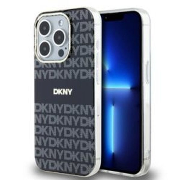 DKNY case for IPHONE 14 Pro Max compatible with MagSafe DKHMP14XHRHSEK (DKNY HC MagSafe PC TPU Repeat Texture Pattern W/ Stripe) black