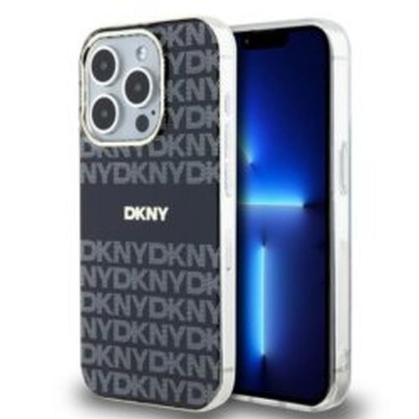 DKNY case for IPHONE 14 Pro compatible with MagSafe DKHMP14LHRHSEK (DKNY HC MagSafe PC TPU Repeat Texture Pattern W/ Stripe) black