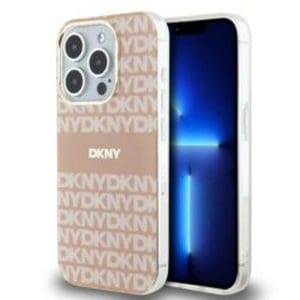 DKNY case for IPHONE 14 Pro compatible with MagSafe DKHMP14LHRHSEP (DKNY HC MagSafe PC TPU Repeat Texture Pattern W/ Stripe) pink