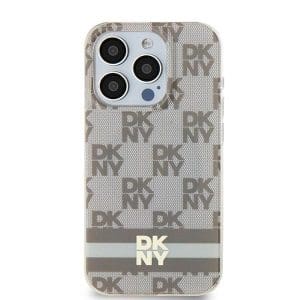 DKNY case for IPHONE 14 compatible with MagSafe DKHMP14SHCPTSE (DKNY HC MagSafe PC TPU Checkered Pattern W/Printed Stripes) beige