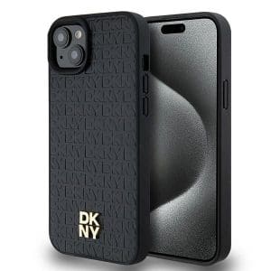 DKNY case for IPHONE 15 Plus compatible with MagSafe DKHMP15MPSHRPSK (DKNY HC MagSafe Pu Repeat Pattern W/Stack Logo) black
