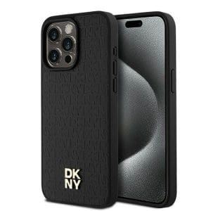 DKNY case for IPHONE 15 Pro Max compatible with MagSafe DKHMP15XPSHRPSK (DKNY HC MagSafe Pu Repeat Pattern W/Stack Logo) black