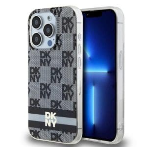 DKNY case for IPHONE 15 Pro compatible with MagSafe DKHMP15LHCPTSK (DKNY HC MagSafe PC TPU Checkered Pattern W/Printed Stripes) black