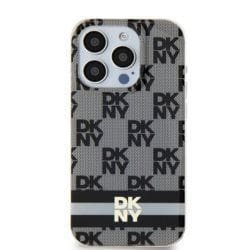 DKNY case for IPHONE 15 compatible with MagSafe DKHMP15SHCPTSK (DKNY HC MagSafe PC TPU Checkered Pattern W/Printed Stripes) black