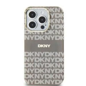 DKNY case for IPHONE 15 compatible with MagSafe DKHMP15SHRHSEE (DKNY HC MagSafe PC TPU Repeat Texture Pattern W/ Stripe) beige