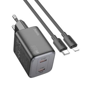 HOCO charger 2 x Type C +  cable Type C to Lightning PD QC 45W GaN N42 black