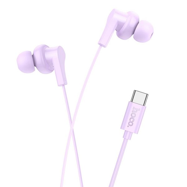 HOCO wire earphones Type C with microphone M114 purple