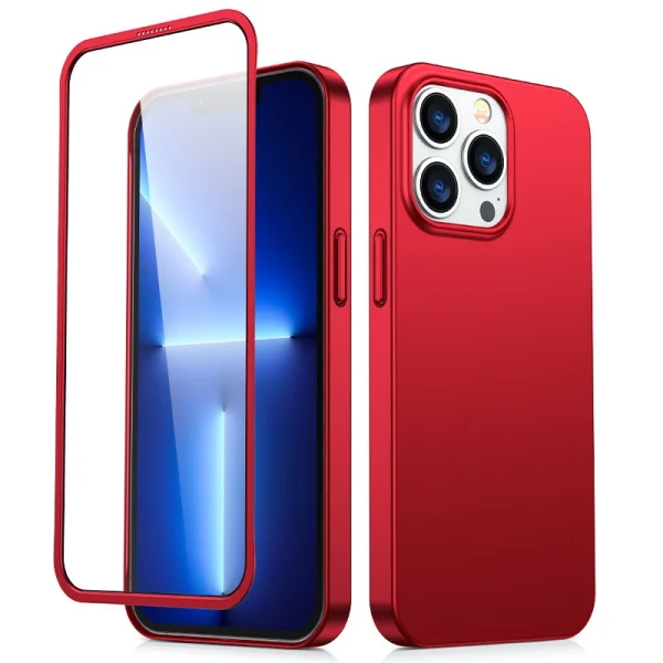 Joyroom 360 Full Case Cover für iPhone 13 Pro Back & Front Cover + Tempered Glass Rot (JR-BP935 Rot)