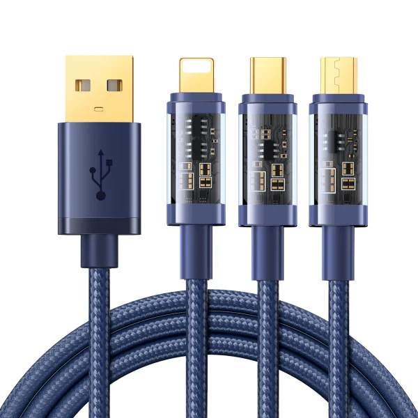 Joyroom 3in1 USB Kabel - USB Type C / Lightning / Micro USB 3.5 A 1.2m blau (S-1T3015A5)