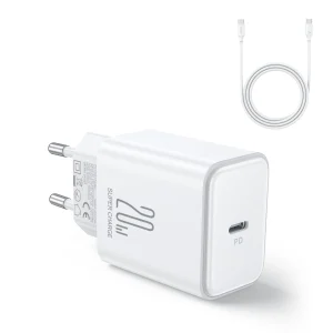 Joyroom JR-TCF06 USB-C PD 20W Wandladegerät + USB-C-Kabel – Weiß