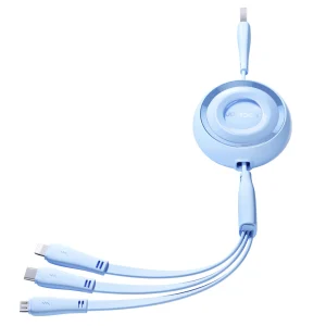 Joyroom S-A40 Colourful Series 3in1 einziehbares Kabel USB-A auf USB-C / Lightning / microUSB 1 m – blau