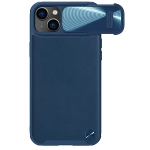 Nillkin CamShield Leather S Case iPhone 14 Plus Hülle mit Kameraabdeckung blau