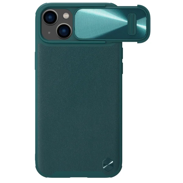 Nillkin CamShield Leather S Case iPhone 14 Plus Hülle mit Kameraabdeckung grün