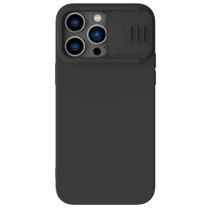 Nillkin CamShield Silky Silikonhülle iPhone 14 Pro Hülle mit Kameraschutz Schwarz