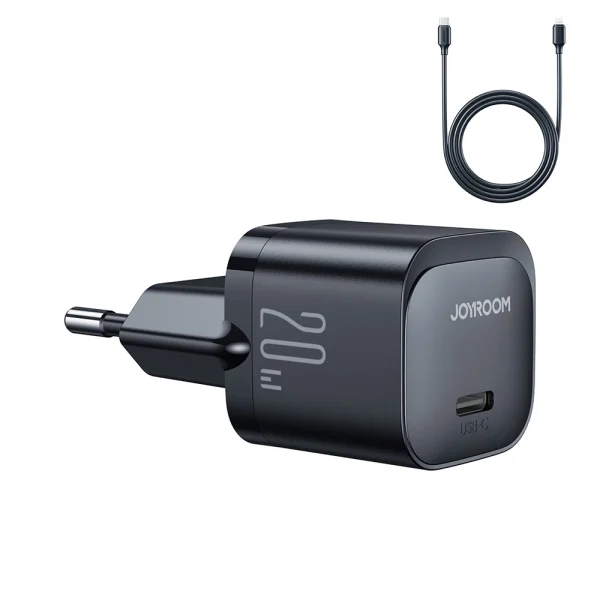 USB C 20W PD Mini-Ladegerät mit USB-C-Kabel – Lightning Joyroom JR-TCF02 – Schwarz