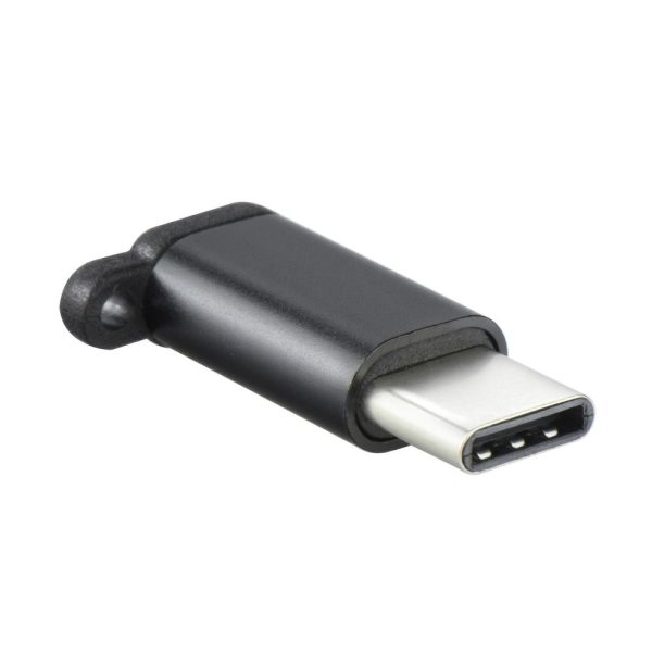 Adapter Micro USB A (female) to Type C (male) keychain black
