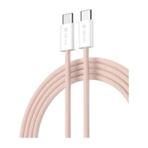 Cable Devia EC325 Woven USB C to USB C PD 3A 60W 1m Smart Pink