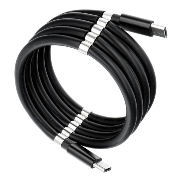 Cable Type C to Type C PD 3A 60W C676 with magnets 1 m black