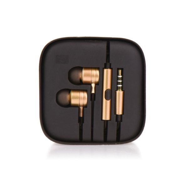 Earphones stereo gold box metal MI