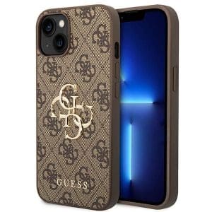 GUESS case for IPHONE 13 / 14 / 15 GUHCP14S4GMGBR (4G Big Metal Logo) brown