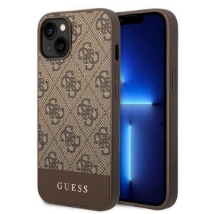 GUESS case for IPHONE 13 / 14 / 15 GUHCP14SG4GLBR (4G Stripe Collection) brown