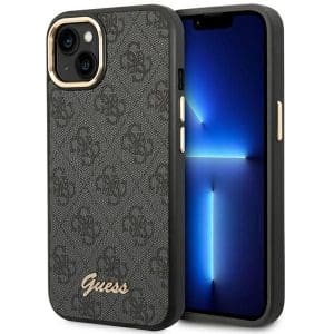 GUESS case for IPHONE 13 / 14 / 15 GUHCP14SHG4SHK (4G Vintage Gold Logo) black