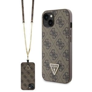 GUESS case for IPHONE 13 / 14 / 15 GUHCP14SP4TDSCPW (Crossbody 4G Metal Logo) brown