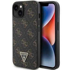 GUESS case for IPHONE 13 / 14 / 15 GUHCP14SPG4GPK (Triangle Metal Logo) black