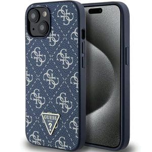 GUESS case for IPHONE 13 / 14 / 15 GUHCP15SPG4GPB (4G Triangle Metal Logo) blue