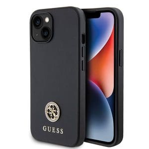 GUESS case for IPHONE 13 / 14 / 15 GUHCP15SPS4DGPK (Strass Metal Logo) black