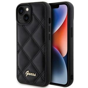 GUESS case for IPHONE 13 / 14 / 15 GUHCP15SPSQSQSK (Quilted Metal Logo) black