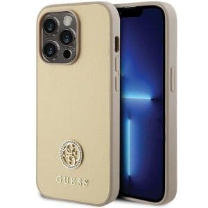 GUESS case for IPHONE 15 Pro GUHCP15LPS4DGPD (Strass Metal Logo) gold