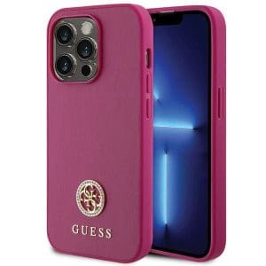 GUESS case for IPHONE 15 Pro GUHCP15LPS4DGPP (Strass Metal Logo) pink