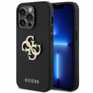 GUESS case for IPHONE 15 Pro GUHCP15LPSP4LGK (Leather Perforated 4G Glitter Logo) black