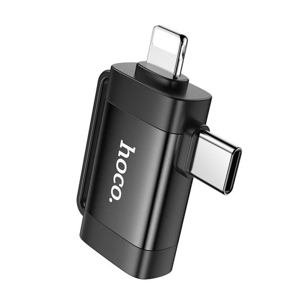 HOCO adapter OTG 2in1 Type C (male) / Lightning (male) to USB A (female) UA31F black