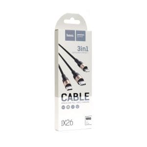 HOCO cable 3in1 USB A to Lightning / Micro USB / Type C 2A X26 1 m black gold