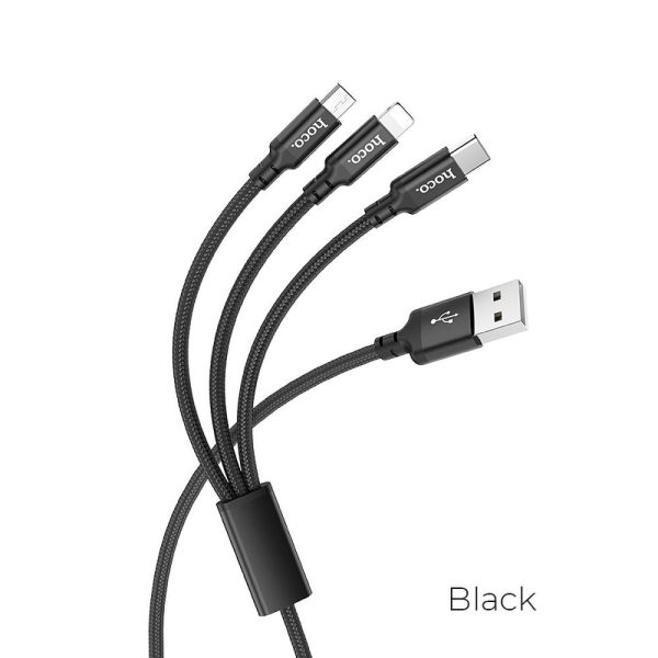 HOCO cable 3in1 USB A to Lightning / Micro USB / Type C X14 1 m black
