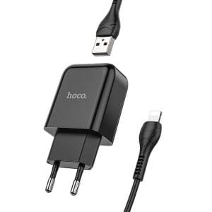 HOCO travel charger USB A + cable USB A to  Lightning 2.1A N2 black