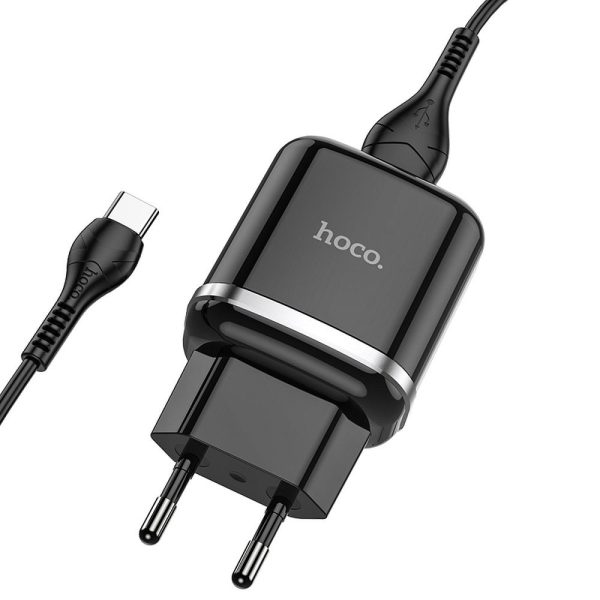 HOCO travel charger USB A + cable USB A to Type C QC3.0 3A 18W N3 black