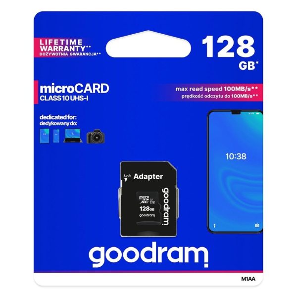 Memory Card GOODRAM microSD SD 128GB CLASS 10 UHS I 100MB/s with adapter