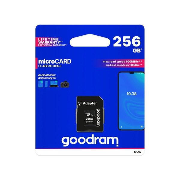 Memory Card GOODRAM microSD SD 256GB CLASS 10 UHS I 100MB/s with adapter