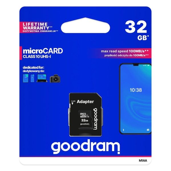Memory Card GOODRAM microSD SD 32GB CLASS 10 UHS I 100MB/s with adapter