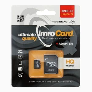 Memory Card Imro microSD 128GB with adapter UHS-3 100MB/s 4K