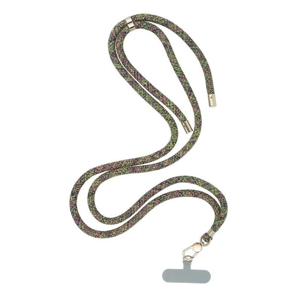 SWING (8mm) pendant for the phone with adjustable length / cord length 165cm (max 82.5cm in the loop) / on the shoulder or neck - grey-green-pink