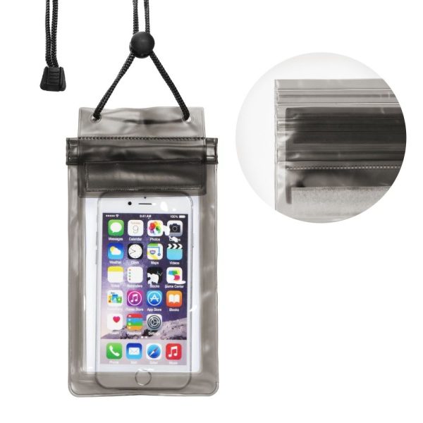 Waterproof bag for mobile phone with zipper closing black