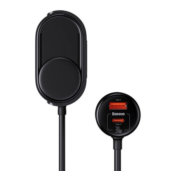 BASEUS car charger USB A + Type C + 2 x cigarette lighter PD 5A 30W C00455300121-00 black