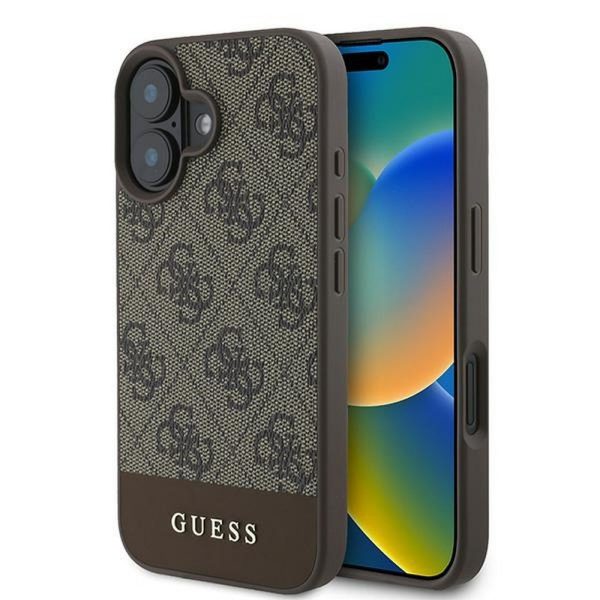 GUESS case for IPHONE 16 Plus GUHCP16MG4GLBR (PC/TPU 4G PU Bottom Stripe) brown