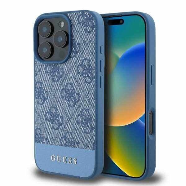 GUESS case for IPHONE 16 Pro GUHCP16LG4GLBL (4G PU Bottom Stripe) blue