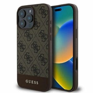 GUESS case for IPHONE 16 Pro GUHCP16LG4GLBR (PC/TPU 4G PU Bottom Stripe) brown